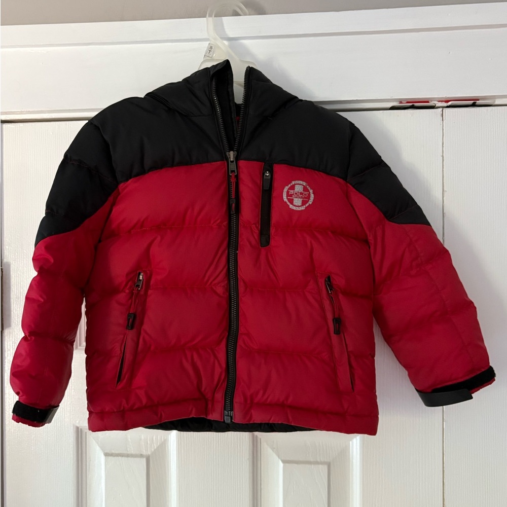 Polo Ralph Lauren Red and Black Puffer Jacket Size Est. 3T Some Wear